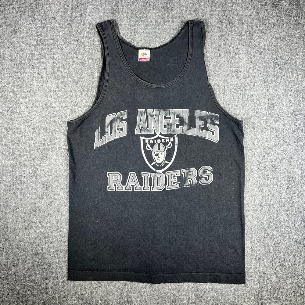 Vintage 90s Los Angeles Raiders Tank Top Black Single Stitch Large